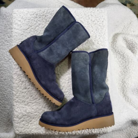 UGG Amie Wedge Boot navy blue bootie women's bootie SIZE 6 - Picture 1 of 7